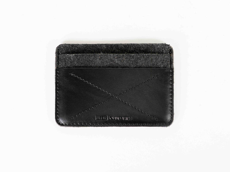 Black Leather + Felt Card wallet