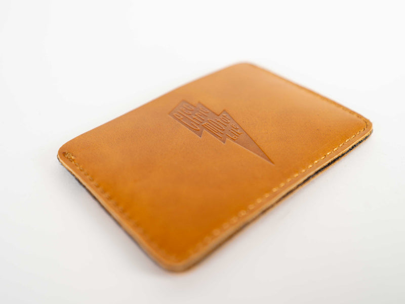 Tan Leather + Felt Card Wallet